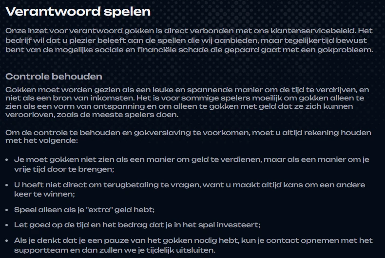 X3Bet Casino informatie over verantwoord spelen en gokcontrole